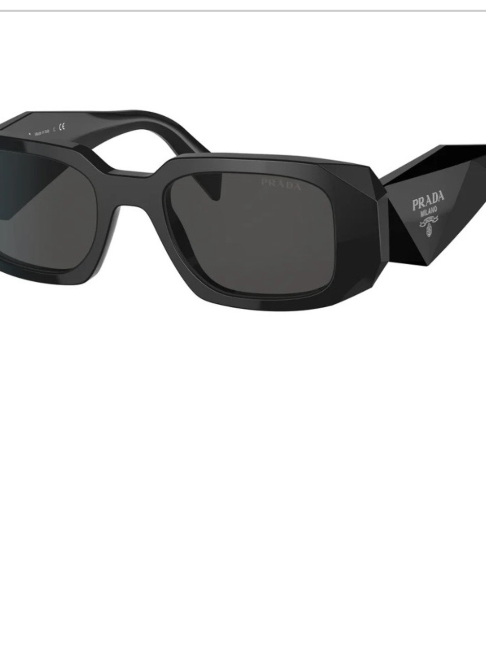 Prada Black Faceted Frame Sunglasses